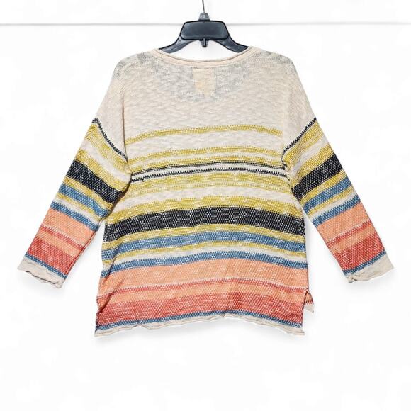 Ripcurl Sweater Womens Medium Open Knit Pullover Stripe Long Sleeve Beach Surf - Picture 2 of 6